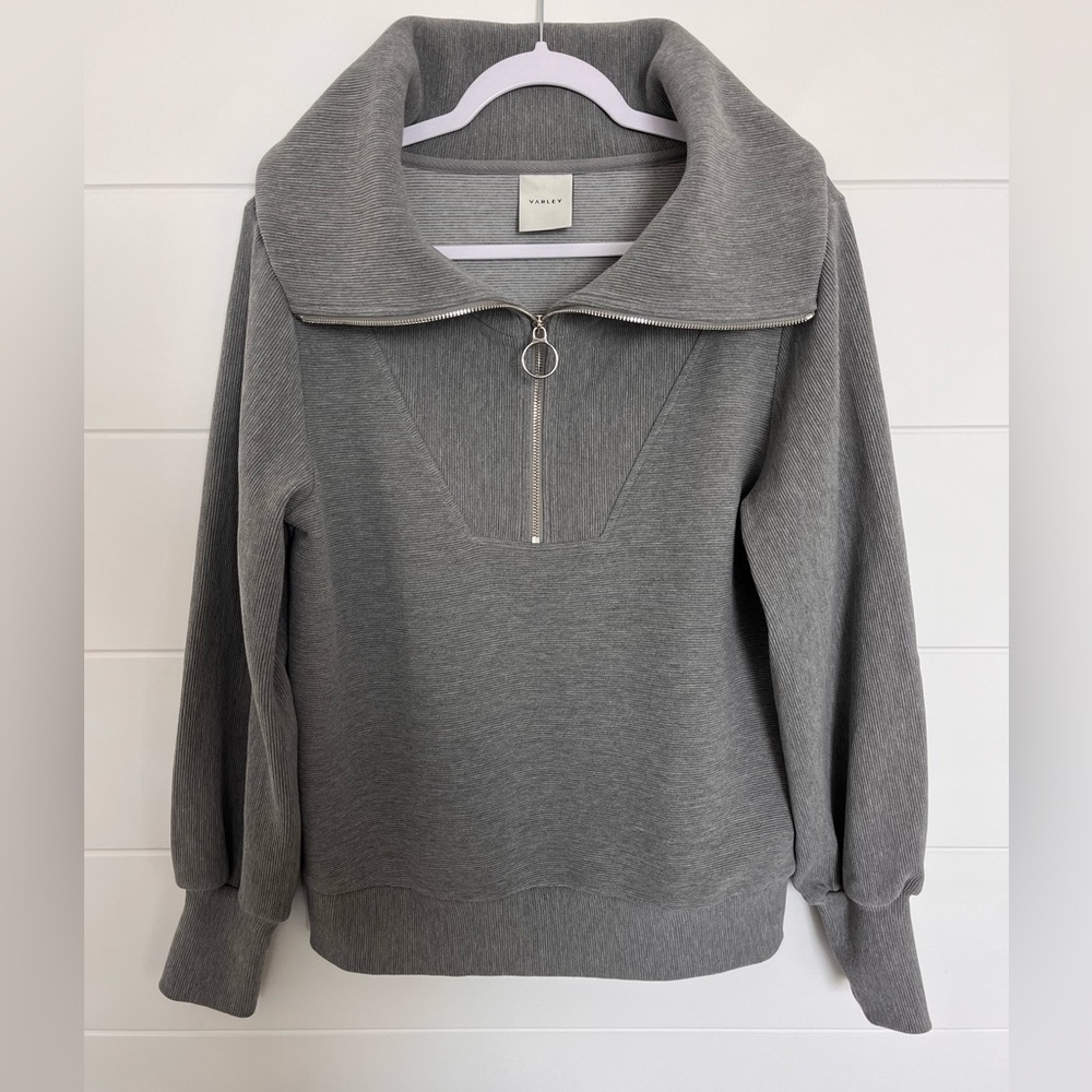 Varley Ottoman Small Gray Zip Pullover Sweatshirt